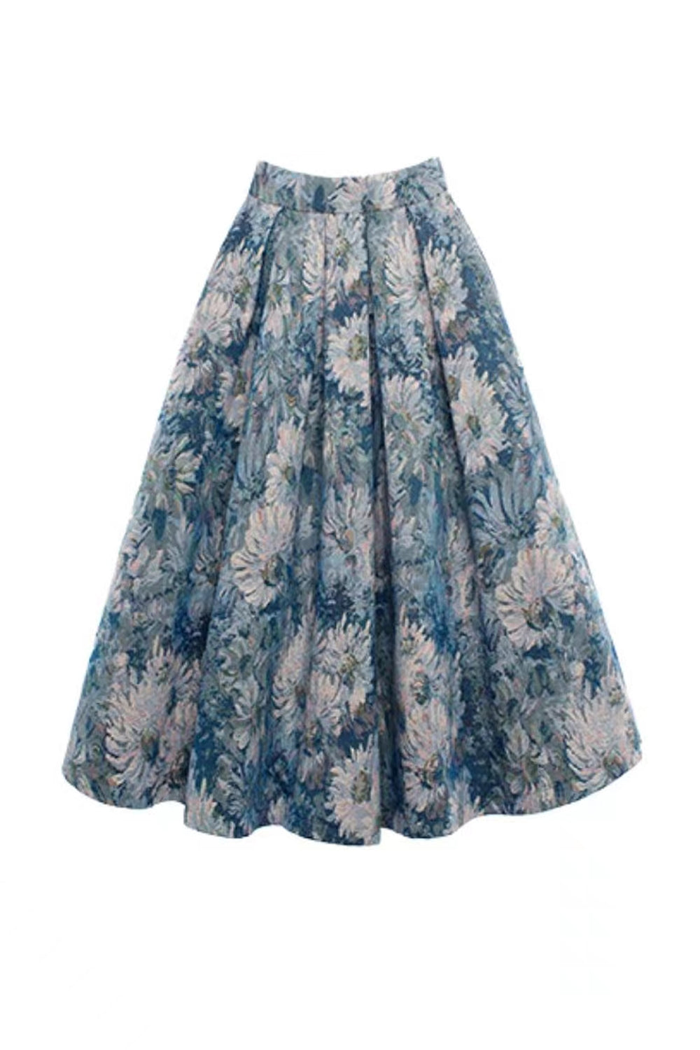 Floral Printed Satin A-line Elegant Skirt, CO0005