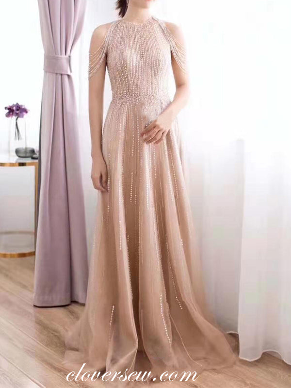 Gorgeous Bead Sequin Tulle With Tassels A-line Prom Dresses,CP0162