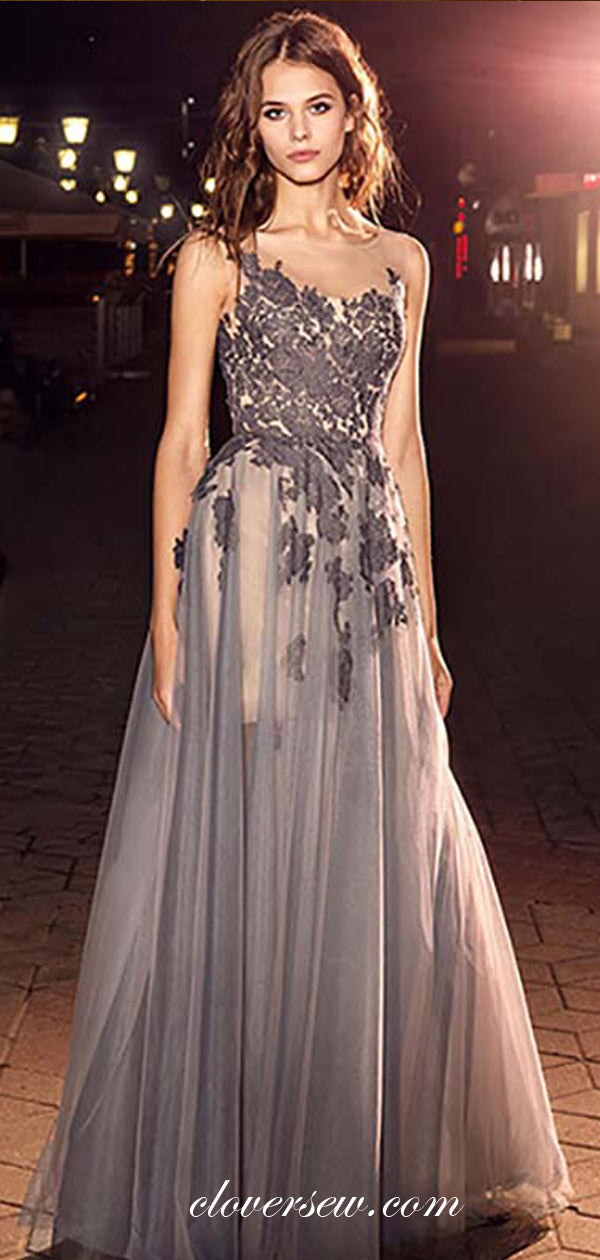 lace illusion prom dress Sparkly Beading Spaghetti Shoulder Straps Lace Illusion Mermaid Long Prom Dress