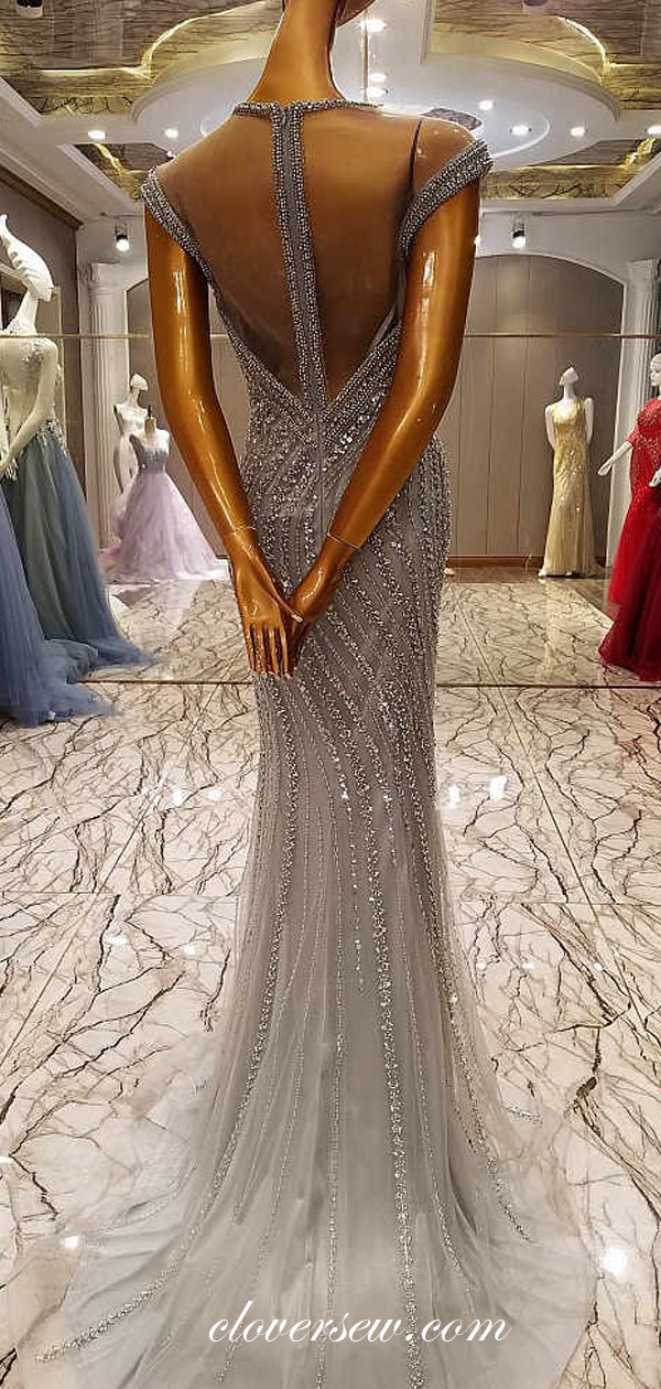 Neckline Bling Formal Dresses Grey Tulle Shiny Bead Rhinestone Illusion Neckline Formal Dresses CP0119 Custom Size(Leaving A Note) Custom Color(Leaving A Note) Neckline Bling Formal Dresses Grey Tulle Shiny Bead Rhinestone Illusion Neckline Formal Dresses CP0119 Custom Size(Leaving A Note) Custom Color(Leaving A Note)