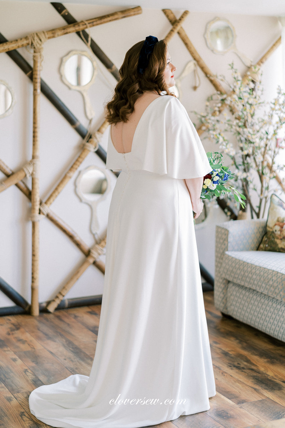 boho plain dress Casual Boho V-Neck Lace Wedding Dress