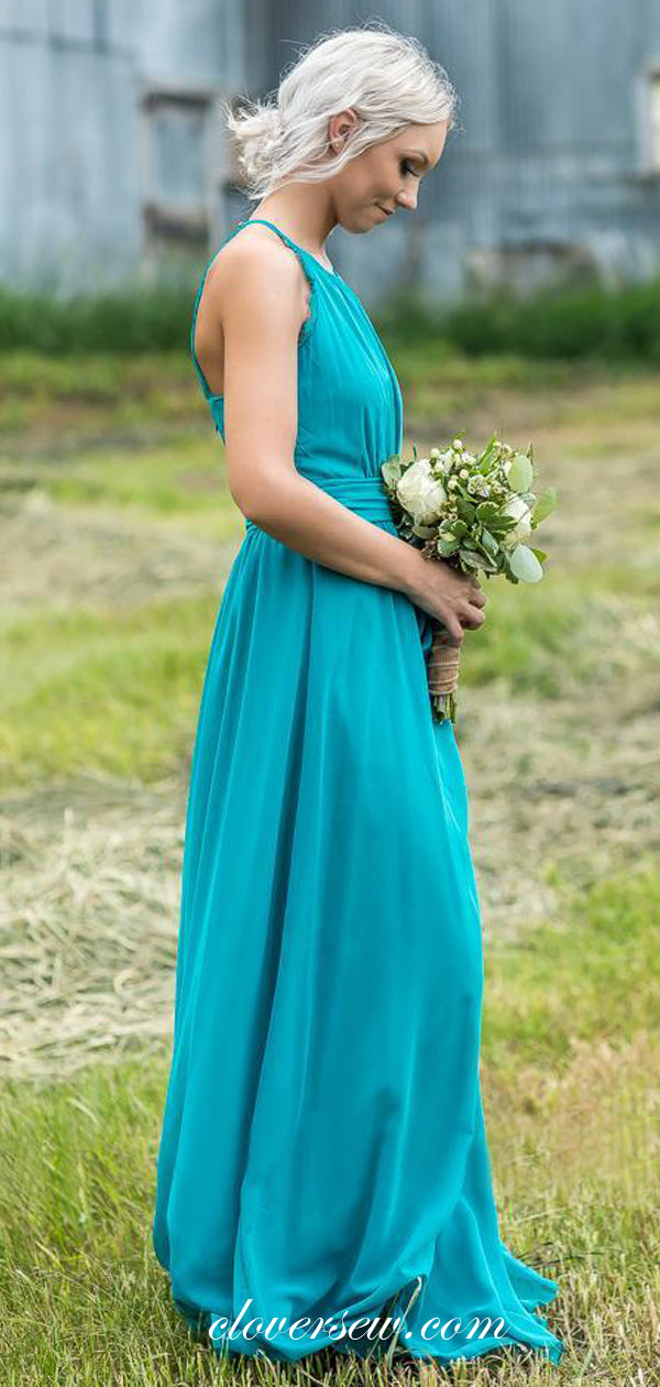 Ice Blue Chiffon Halter Open Back A-line Long Bridesmaid Dresses,CB0136 Ice Blue Chiffon Halter Open Back A-line Long Bridesmaid Dresses,CB0136
