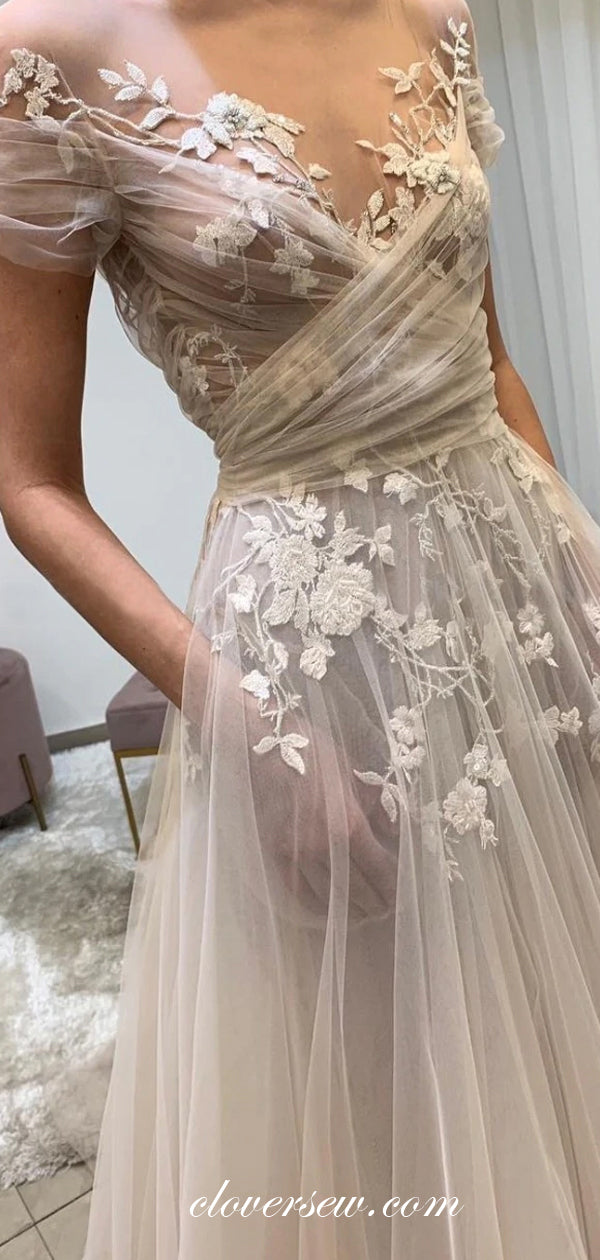 short sleeve illusion wedding dress Illusion Neck Short Sleeve Satin Wedding Ball Gown
