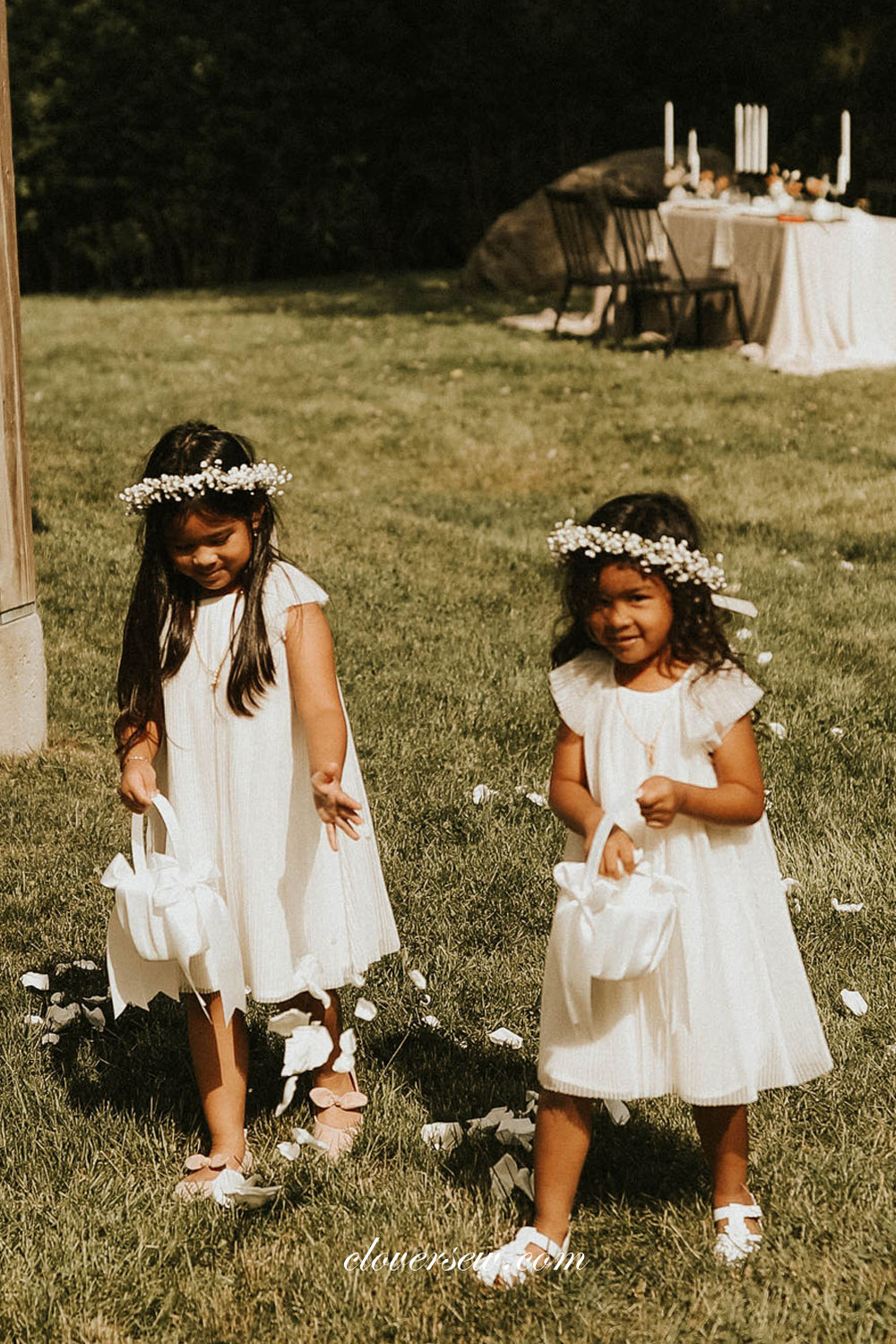 Ivory Pleating Chiffon Cap Sleeves Knee Length Boho Flower Girl Dresses, CF0013 Ivory Pleating Chiffon Cap Sleeves Knee Length Boho Flower Girl Dresses, CF0013