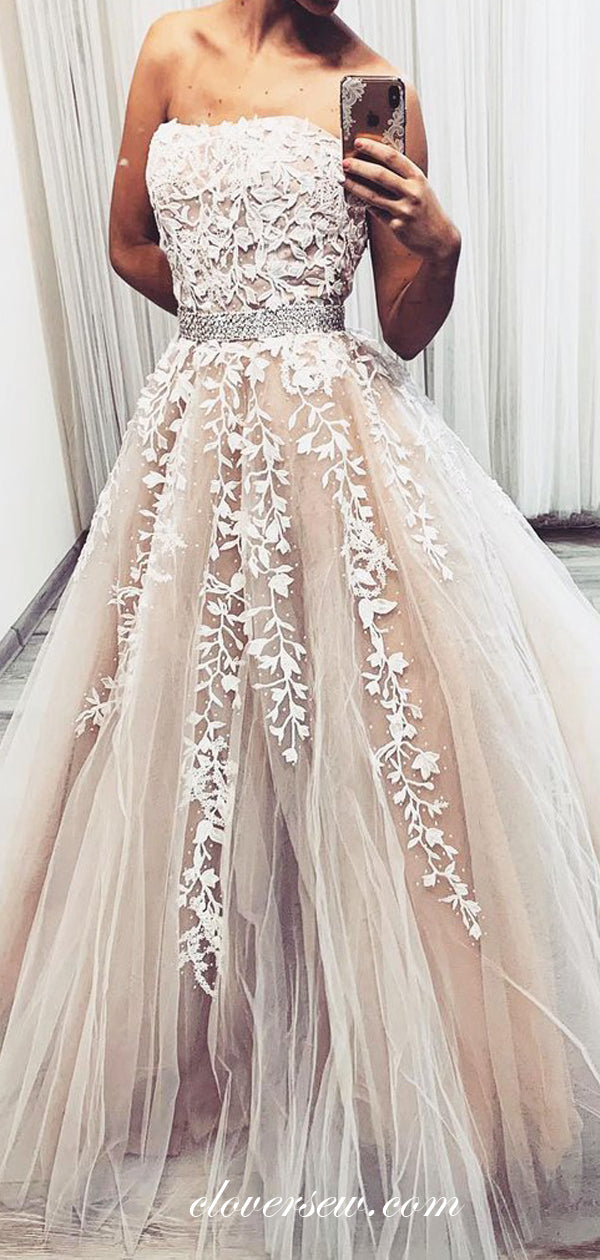 Ivory lace sales prom dress