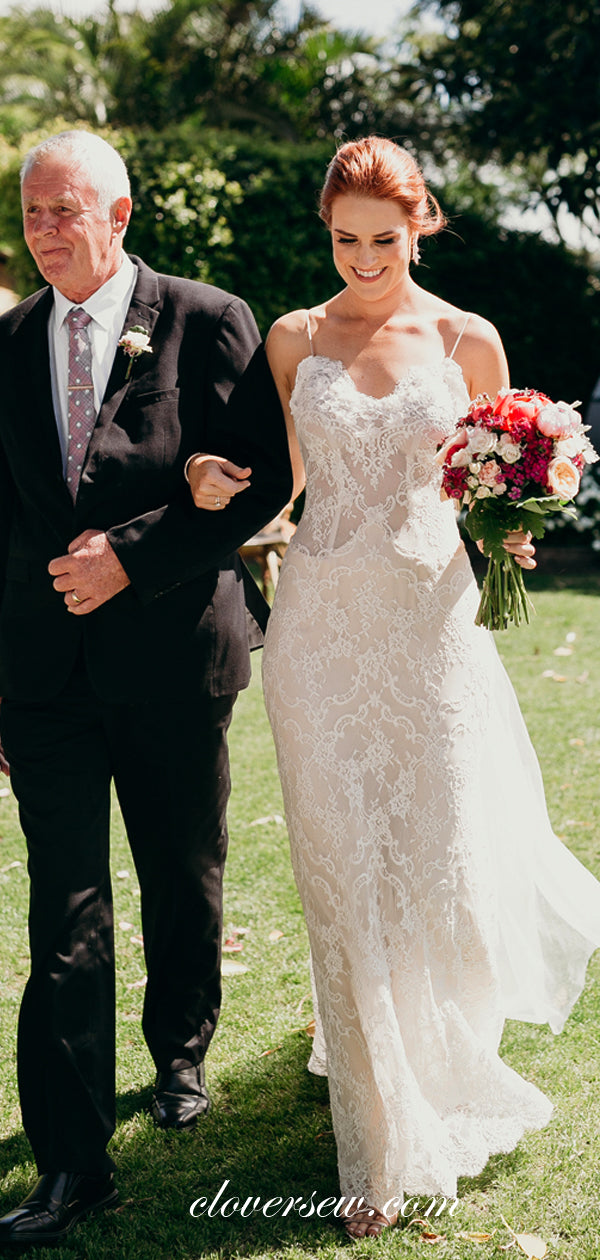 ivory column wedding dress Chic Modest Column Wedding Dress with Low Back Detail