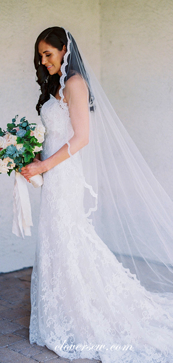 Lace Sweetheart Strapless Mermaid With Train Wedding Dresses, CW0032