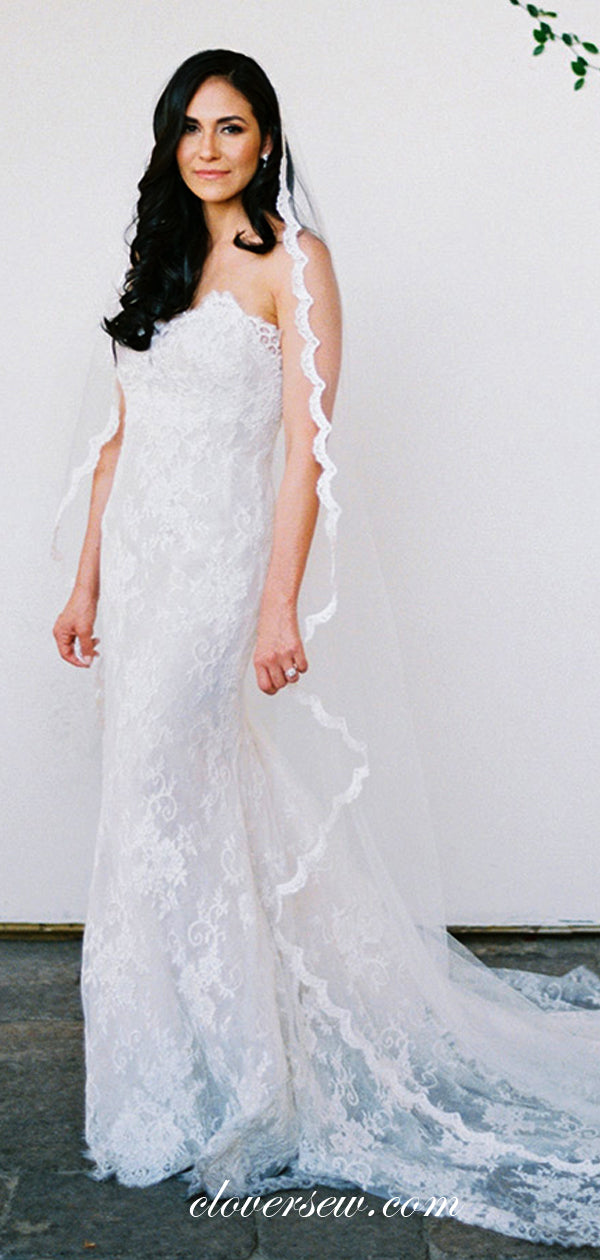 Lace Sweetheart Strapless Mermaid With Train Wedding Dresses, CW0032