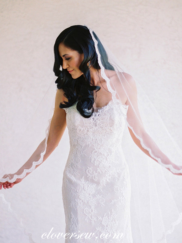 Lace Sweetheart Strapless Mermaid With Train Wedding Dresses, CW0032