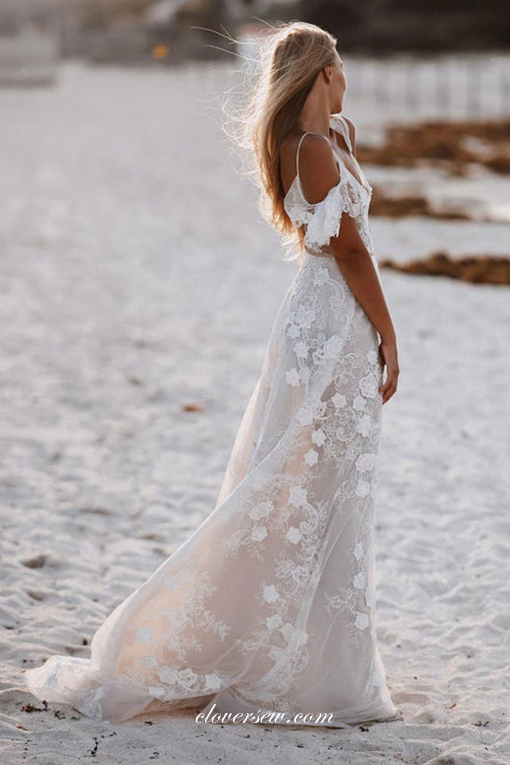 Backless Lace Wedding Dress Blush Backless White Lace Wedding Gown With Long Sleeves Off White Backless Lace Wedding Dress Blush Backless White Lace Wedding Gown With Long Sleeves Off White