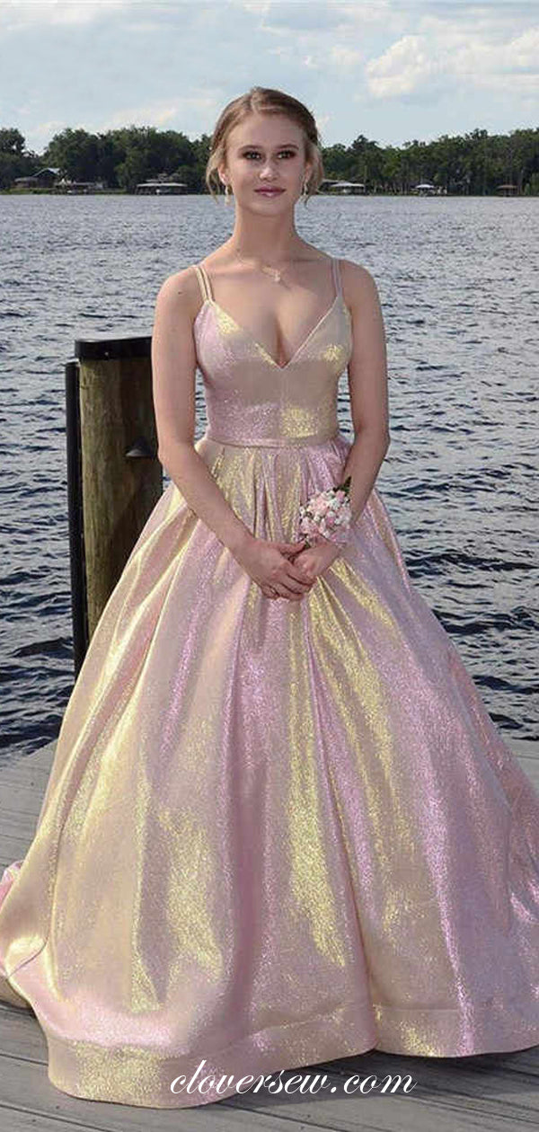 Light Pink Shiny Satin Spaghetti Strap A-line Prom Dresses,CP0264 clover sew Light Pink Shiny Satin Spaghetti Strap A-line Prom Dresses,CP0264 clover sew
