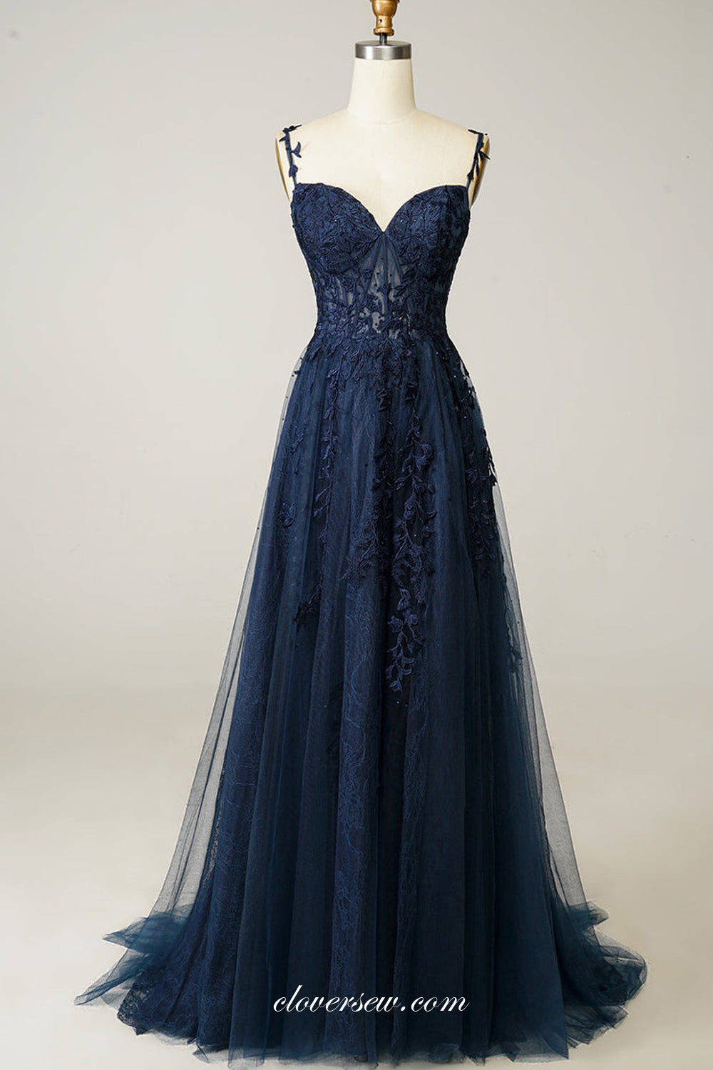 Lilac Lace Applique Sweetheart A-line Side Slit Prom Dresses, CP0810 clover sew Lilac Lace Applique Sweetheart A-line Side Slit Prom Dresses, CP0810 clover sew