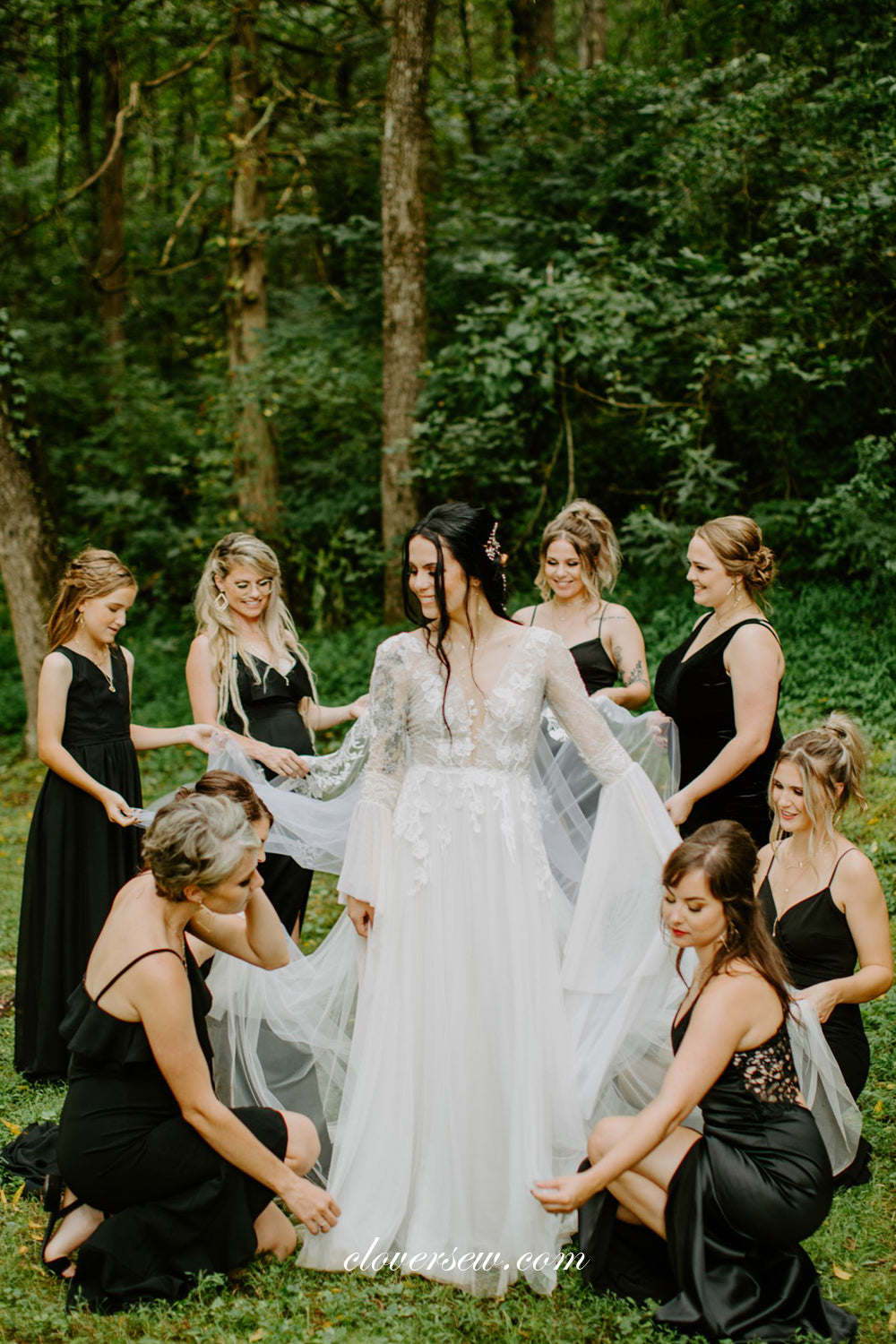 Long Charming Sleeves Lace V-Neck Boho Country Wedding Dresses, CW0275 US4 / Custom Color(Leaving A note) Long Charming Sleeves Lace V-Neck Boho Country Wedding Dresses, CW0275 US4 / Custom Color(Leaving A note)