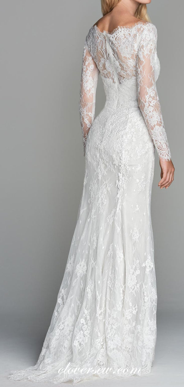 Long Sleeves Fully Lace Vintage Mermaid Wedding Dresses, CW0230