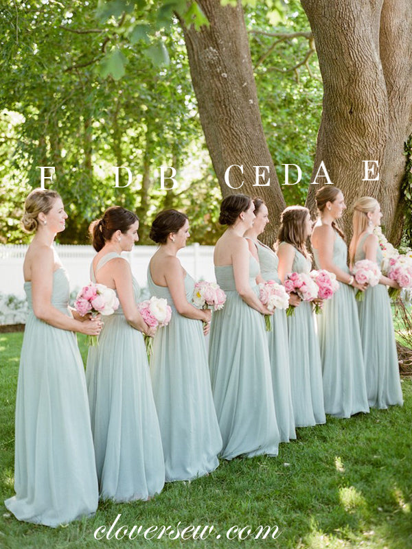 Mint Green Chiffon Pleating Mismatched Long Bridesmaid Dresses, CB0036 Mint Green Chiffon Pleating Mismatched Long Bridesmaid Dresses, CB0036
