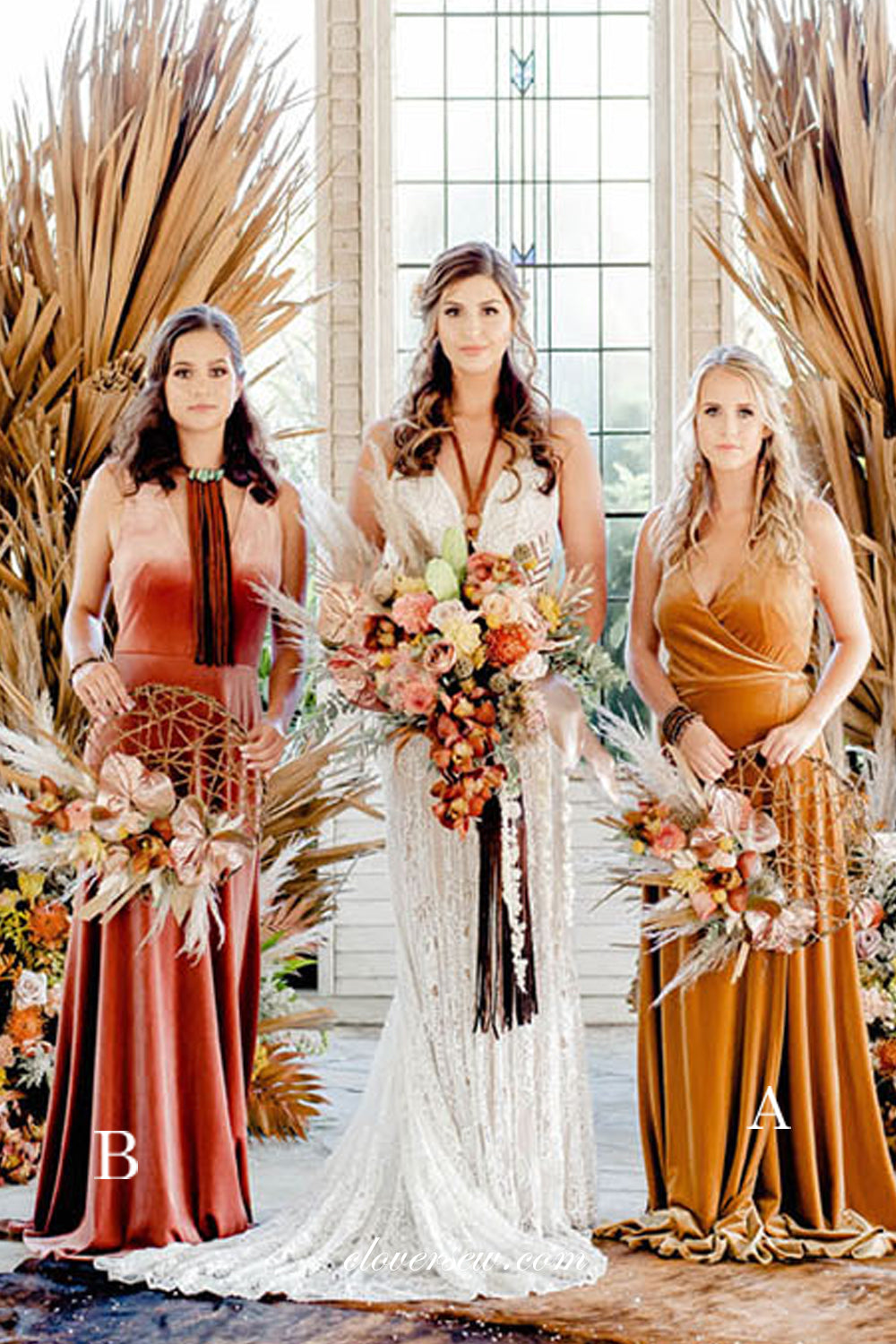 Mismatched Velvet Fashion Long Autumn Bridesmaid Dresses, CB0241 US14 / As Pic / B Mismatched Velvet Fashion Long Autumn Bridesmaid Dresses, CB0241 US14 / As Pic / B