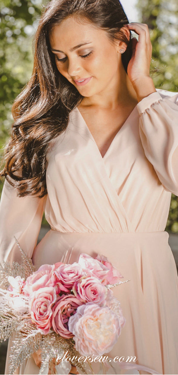 Mismatched Blush Pink Chiffon A-line Long Bridesmaid Dresses, CB0035 clover sew Mismatched Blush Pink Chiffon A-line Long Bridesmaid Dresses, CB0035 clover sew