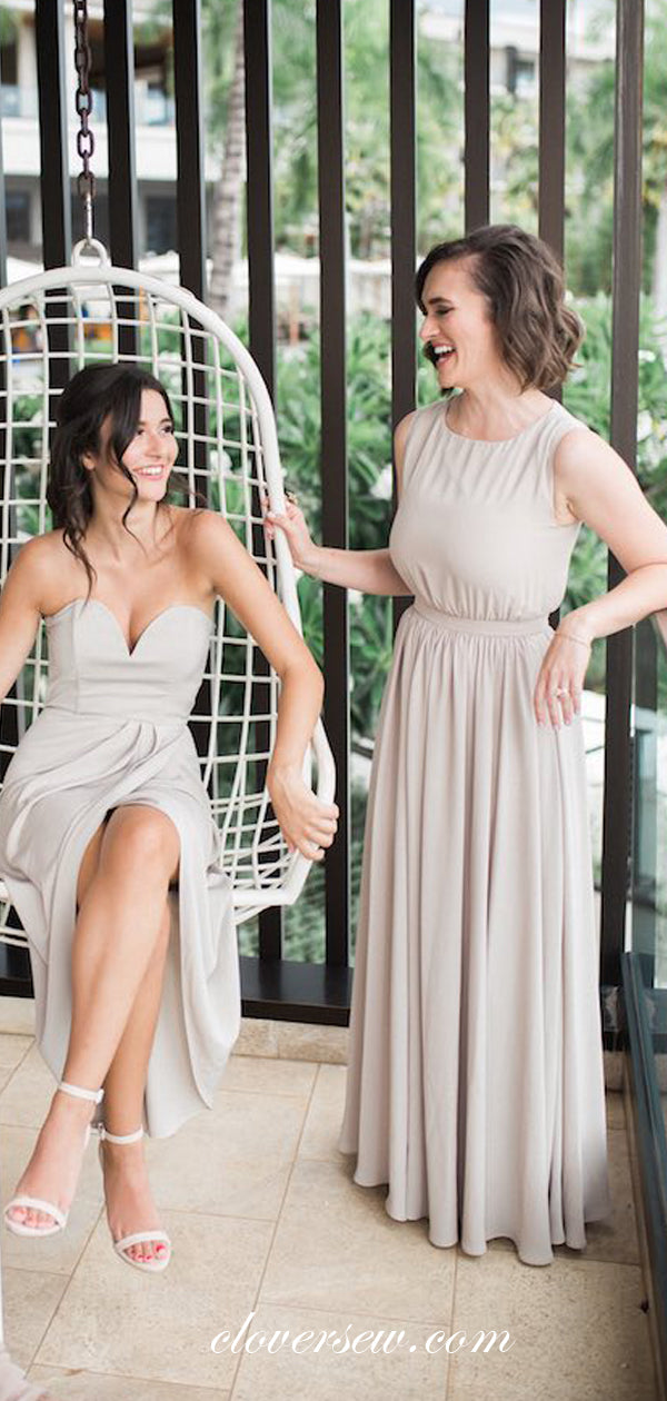 Mismatched Chiffon Sleeveless A-line Long Elegant Bridesmaid Dresses, CB0060