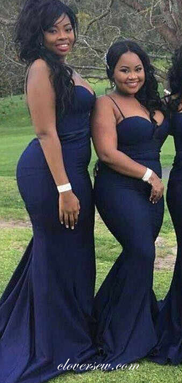 Navy Spaghetti Strap Sweetheart Mermaid Bridesmaid Dresses, CB0200 clover sew Navy Spaghetti Strap Sweetheart Mermaid Bridesmaid Dresses, CB0200 clover sew