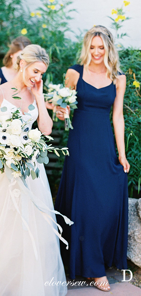 Navy Blue Chiffon Mismatched A-Line Long Bridesmaid Dresses, CB0072 US14 / Custom Color(Leaving A note) / A Navy Blue Chiffon Mismatched A-Line Long Bridesmaid Dresses, CB0072 US14 / Custom Color(Leaving A note) / A