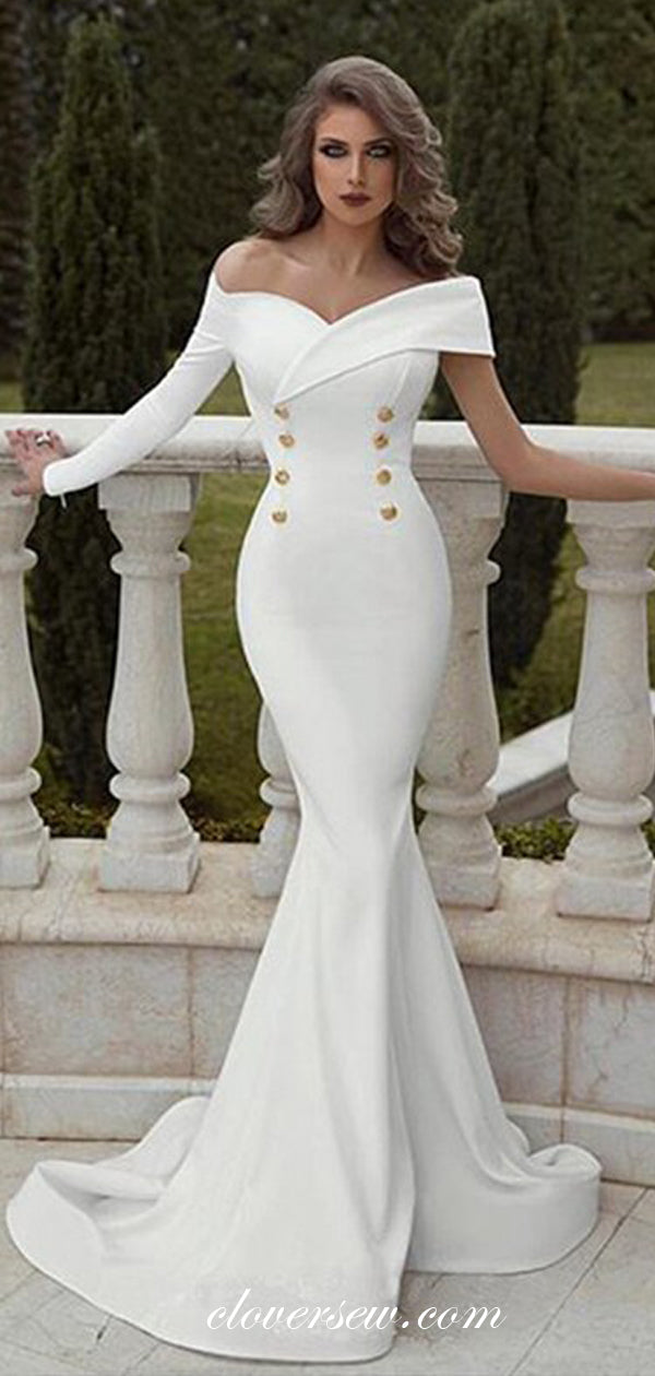Off The Shoulder Long Sleeves Mermaid Fashion Wedding Dresses,CW0157
