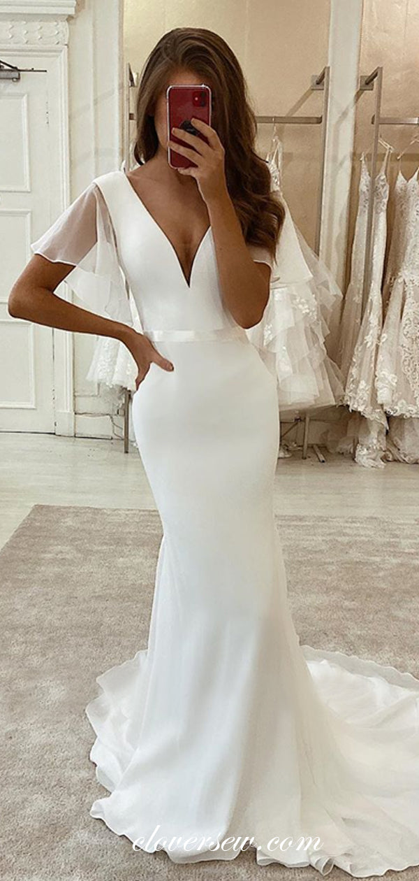 Silk Chiffon White Dress Off White Chiffon Satin Short Sleeves Mermaid Wedding Dresses,CW0181 Chiffon Vintage Wedding Dresses & Veils for Women for sale | eBay Silk Chiffon White Dress Off White Chiffon Satin Short Sleeves Mermaid Wedding Dresses,CW0181 Chiffon Vintage Wedding Dresses & Veils for Women for sale | eBay