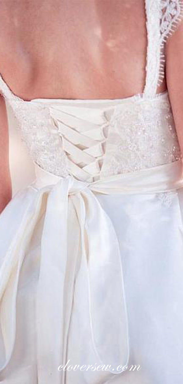 Off White Lace Sweetheart Strapless Short Wedding Dresses,CW0132
