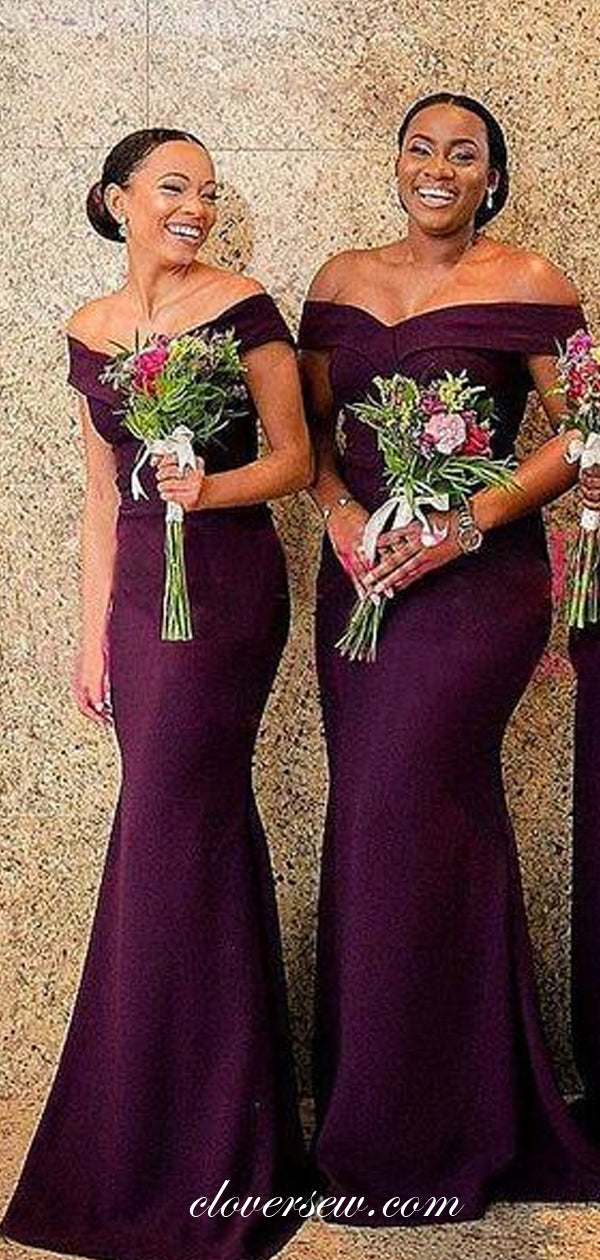 Off The Shoulder Dark Purple Mermaid Long Bridesmaid Dresses,CB0112 clover sew Off The Shoulder Dark Purple Mermaid Long Bridesmaid Dresses,CB0112 clover sew