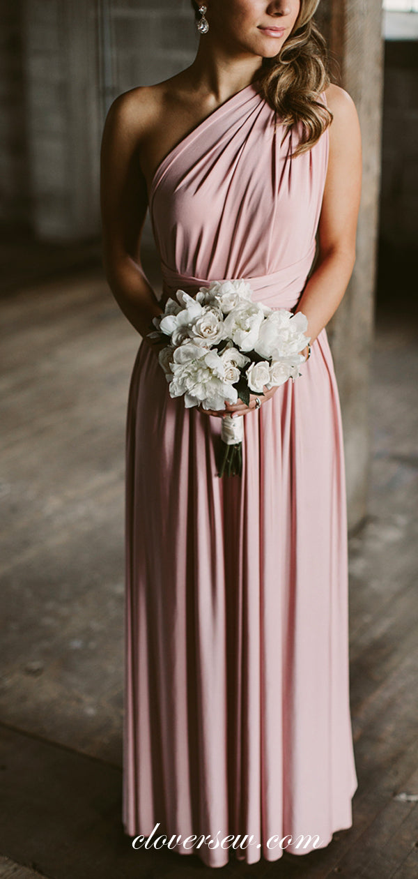 Pink Jersey Convertible Fashion Column Long Bridesmaid Dresses , CB0084 Pink Jersey Convertible Fashion Column Long Bridesmaid Dresses , CB0084
