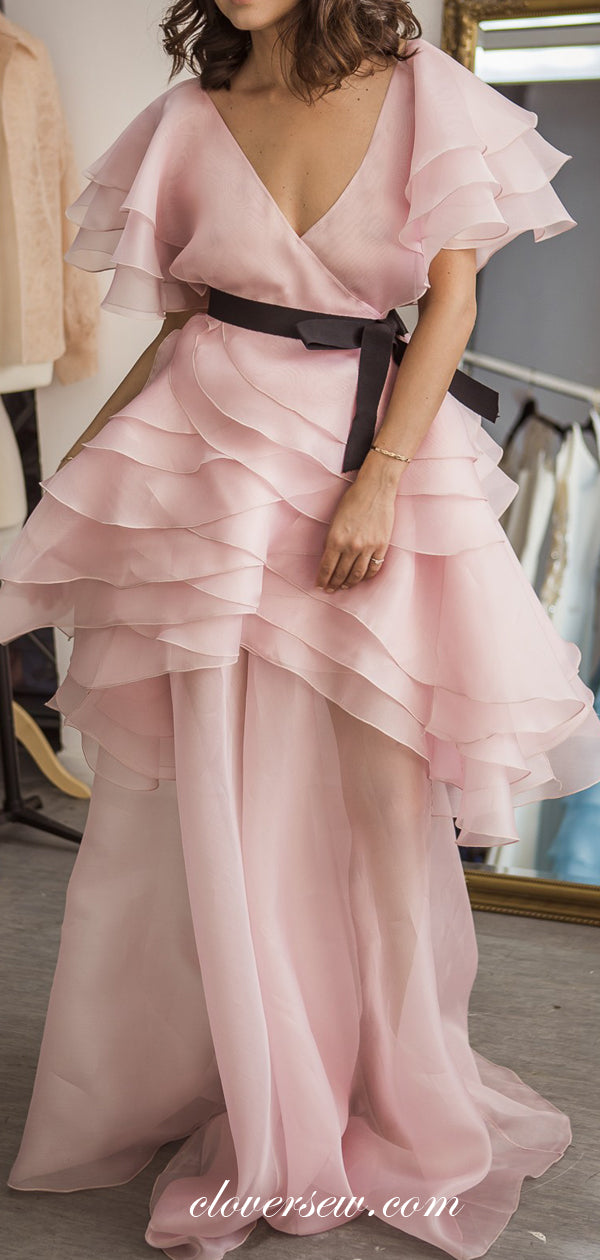 Pink Organza Tiered Half Sleeves Fashion Design Prom Dresses ,CP0301 US14 / As Pic Pink Organza Tiered Half Sleeves Fashion Design Prom Dresses ,CP0301 US14 / As Pic