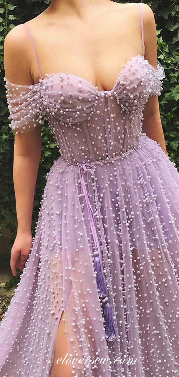 Pearl Pink Bling Bling Off The Shoulder A Line Prom Dress – TANYA BRIDAL