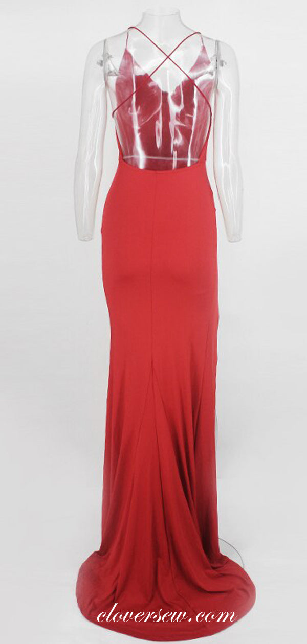 Red Jersey Spaghetti Strap Backless Sexy Party Dresses, CP0564 US6 / Custom Color(Leaving A note) Red Jersey Spaghetti Strap Backless Sexy Party Dresses, CP0564 US6 / Custom Color(Leaving A note)