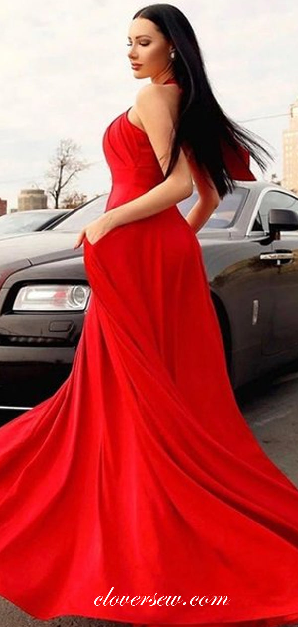 Red Halter High Waist A-line Prom Dresses ,CP0410 clover sew Red Halter High Waist A-line Prom Dresses ,CP0410 clover sew