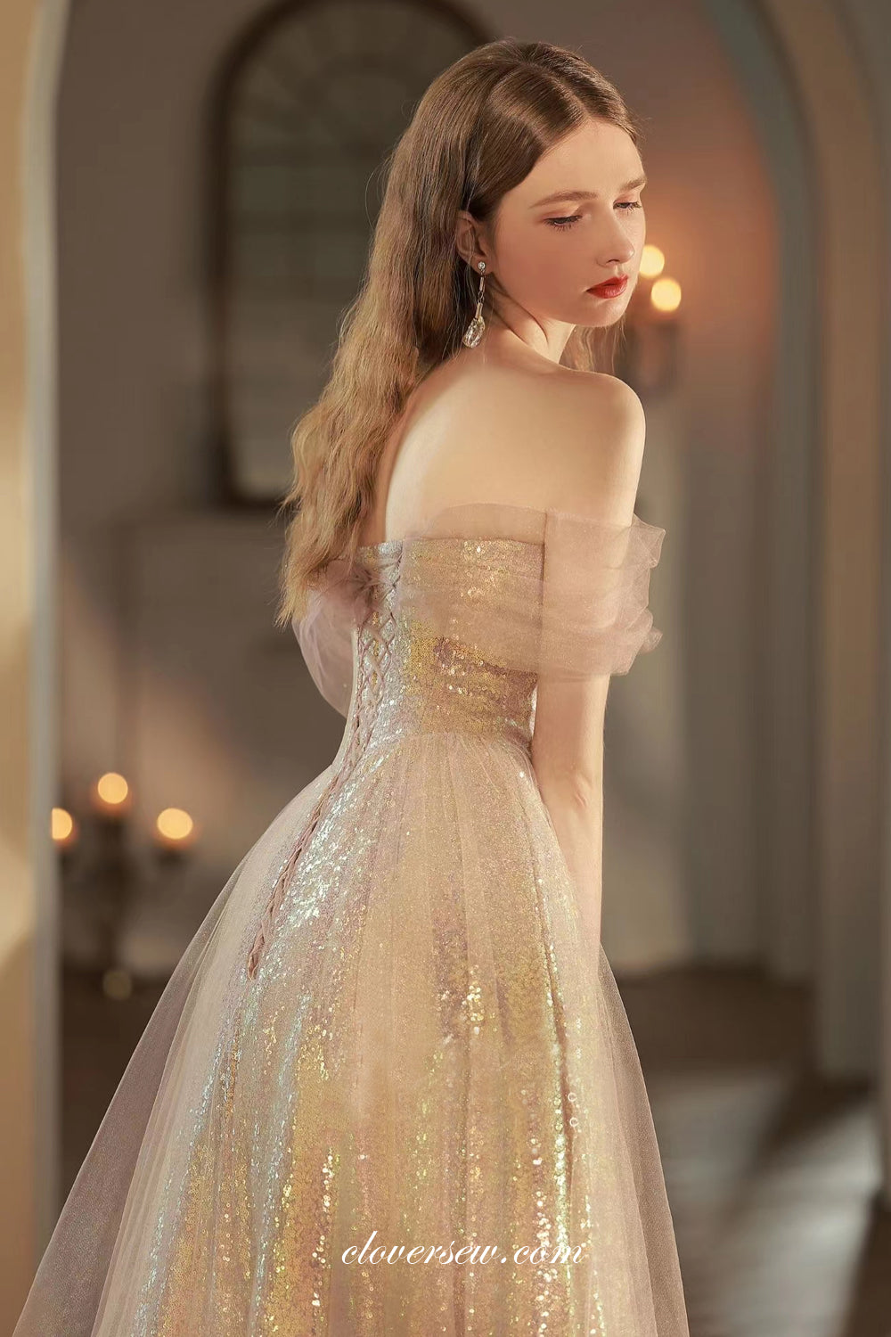 pink sequin tulle dress Blush Pink Designer Sequin Gown