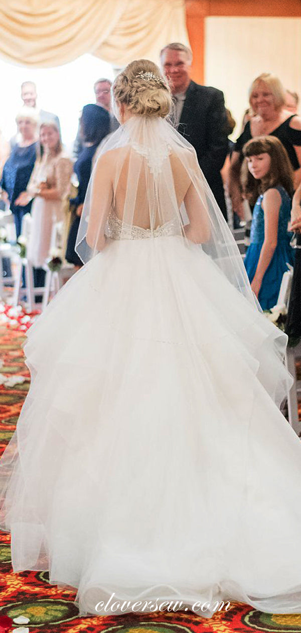 Shiny Bead Top Halter Backless Tulle Ball Gown Wedding Dresses , CW003 clover sew Shiny Bead Top Halter Backless Tulle Ball Gown Wedding Dresses , CW003 clover sew