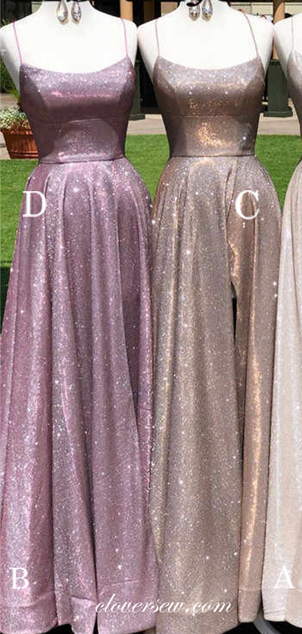 Shiny Satin Spaghetti Strap Lace Up Back Column Prom Dresses,CP0276