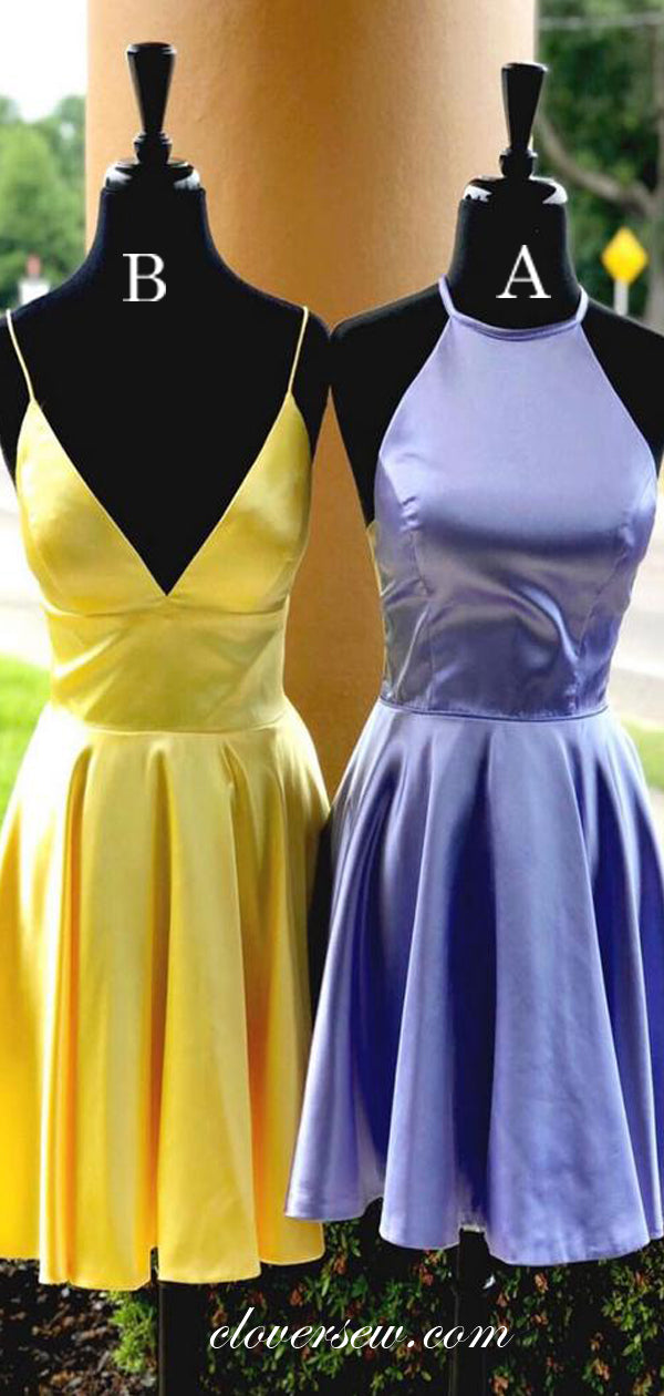 Simple Satin Misnatched A-line Short Homecoming Dresses, CH0019