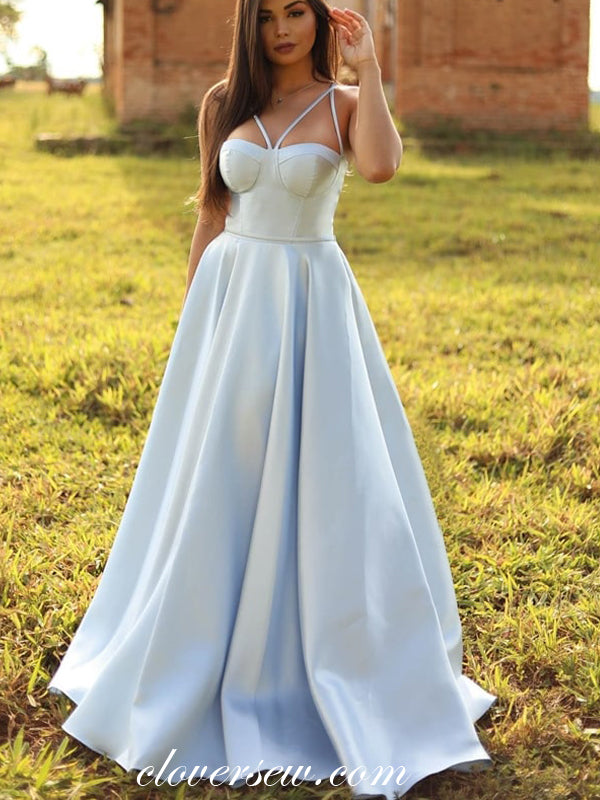 Simple Satin Spaghetti Strap A-line Elegant Prom Dresses,CP0375