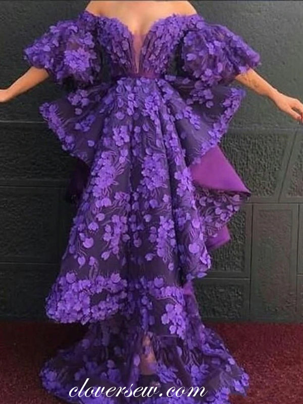 Stunning 3D Lace Off The Shoulder Fashion Design Prom Dresses, CP0485