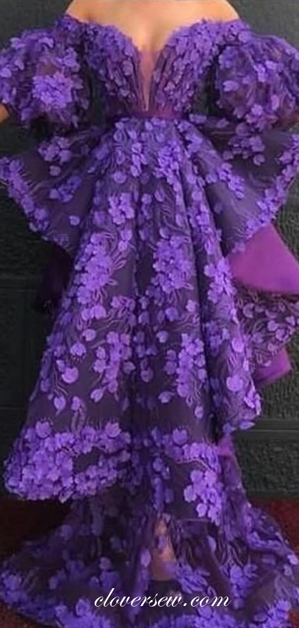 Stunning 3D Lace Off The Shoulder Fashion Design Prom Dresses, CP0485