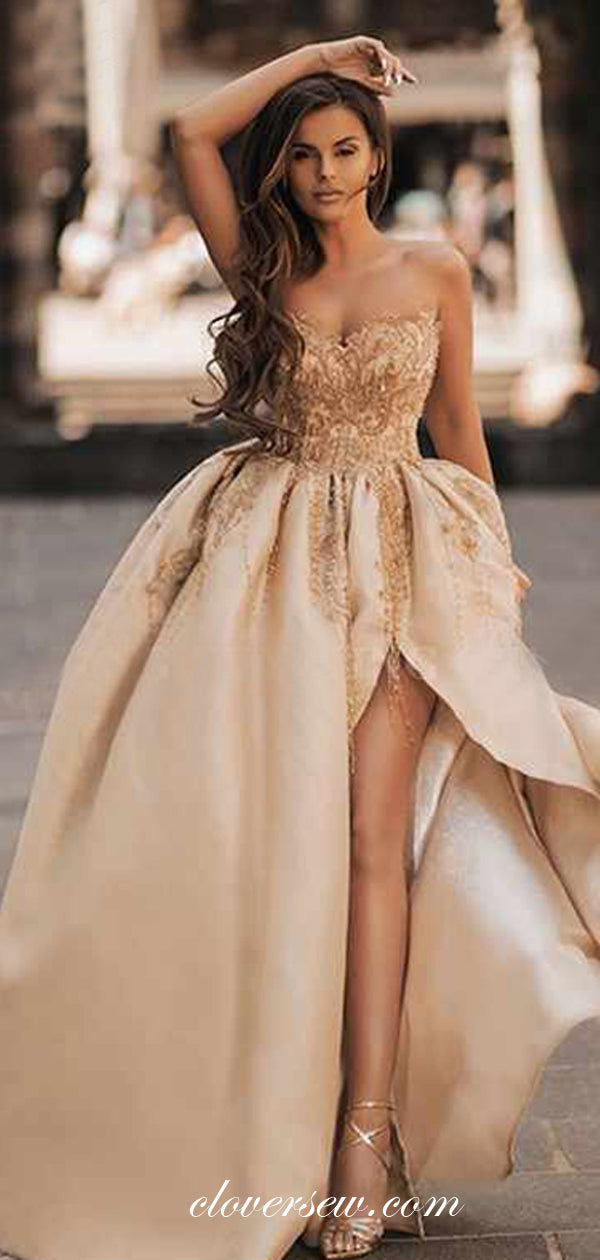 Stunning Bead Applique Sweetheart Strapless Prom Dresses , CP0271