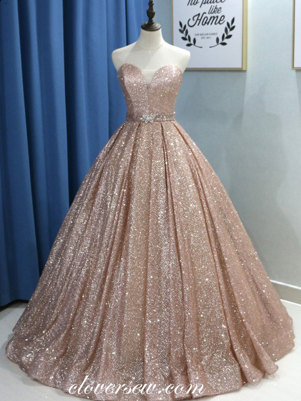 Sweetheart Strapless Ball Gown Sparkly Prom Dresses, CP0141 US6 / As Pic / with Petticoat Sweetheart Strapless Ball Gown Sparkly Prom Dresses, CP0141 US6 / As Pic / with Petticoat