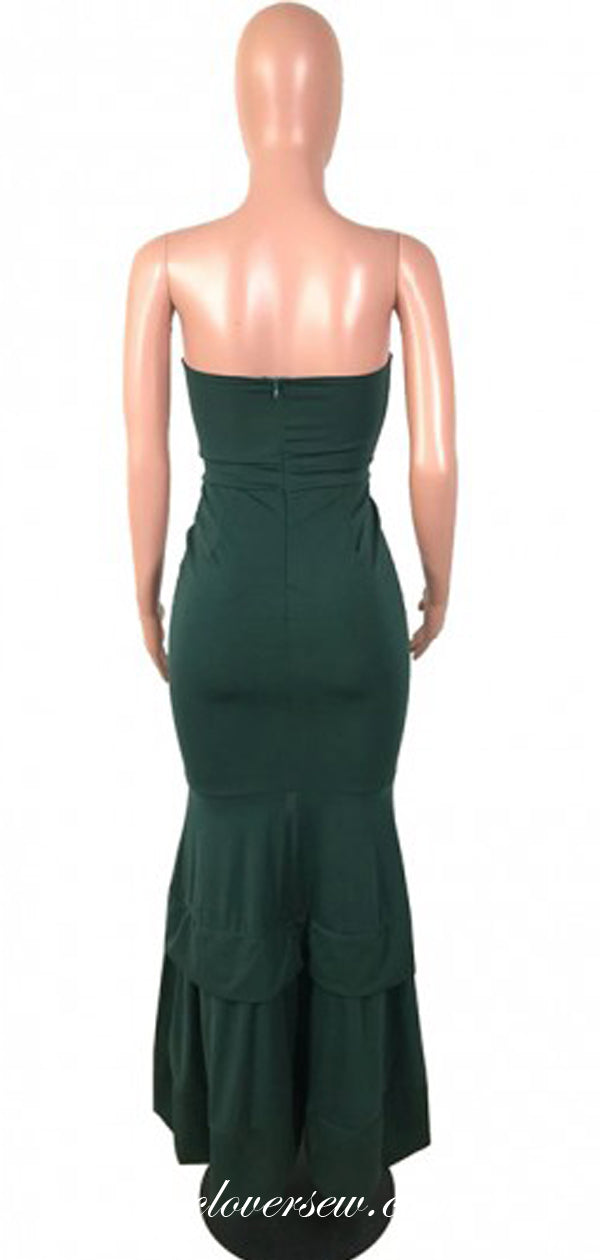 Sweetheart Strapless Tiered Mermaid With Slit Prom Dresses, CP0089