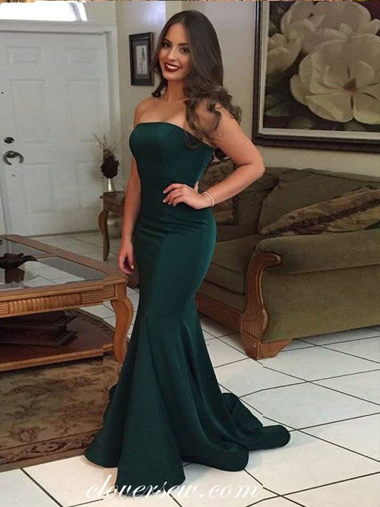 Teal Green Strapless Mermaid Elegant Prom Dresses,CP0391