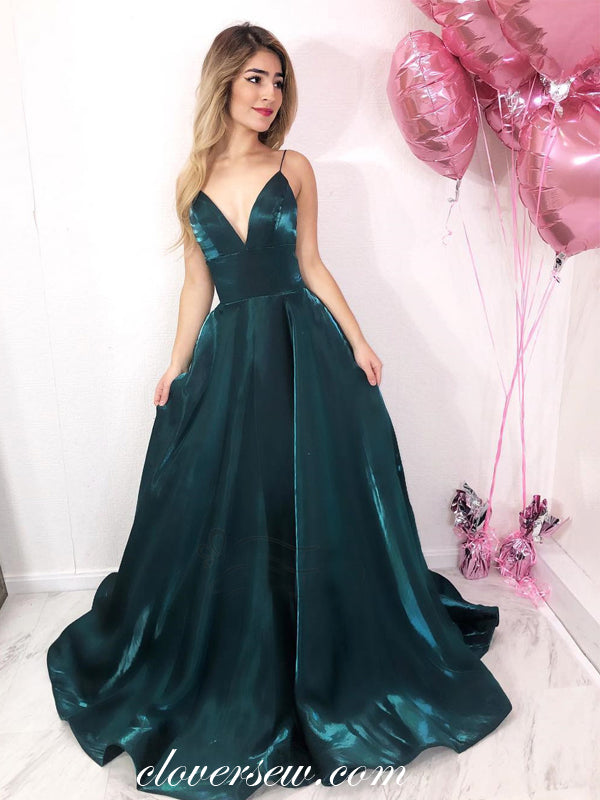 Teal Velvet Spaghetti Strap A-line Prom Dresses ,CP0131