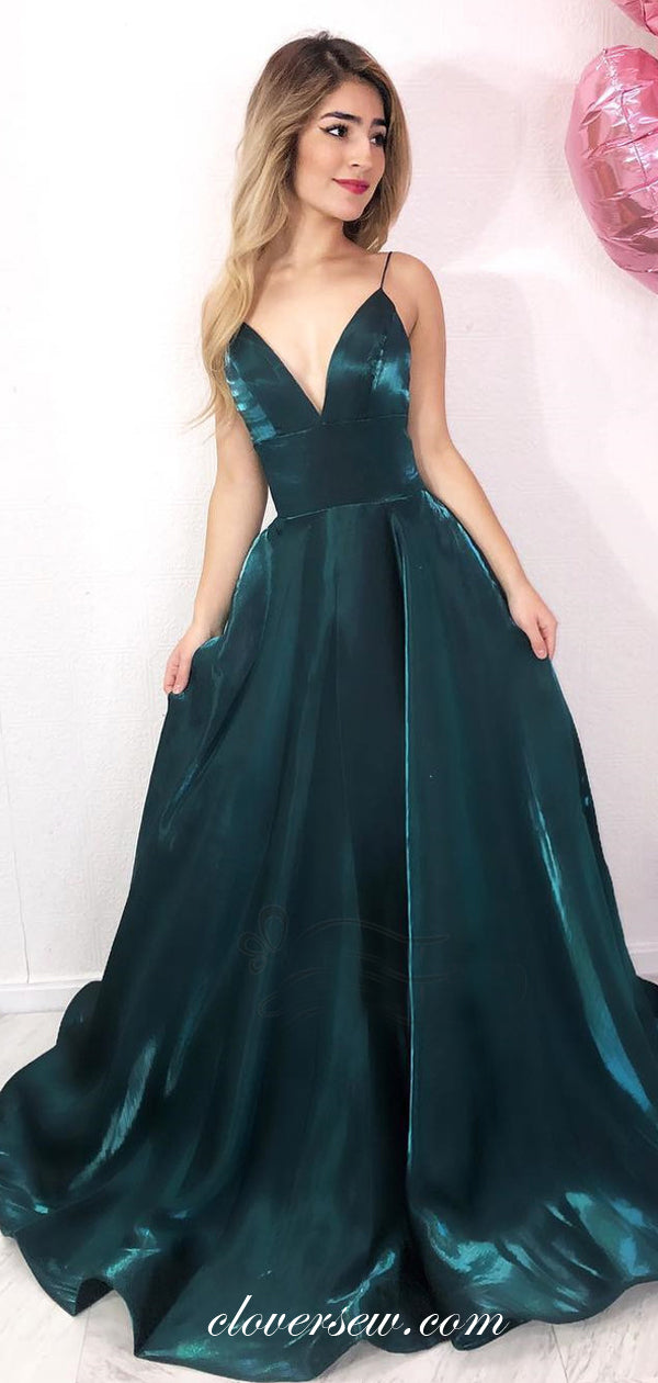 Teal Velvet Spaghetti Strap A-line Prom Dresses ,CP0131