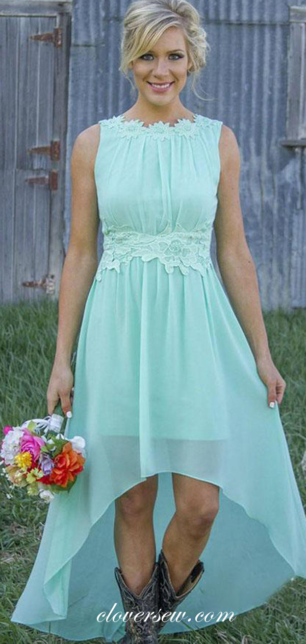 Tiffany Blue Chiffon Applique High Low Bridesmaid Dresses,CB0139 US6 / As Pic Tiffany Blue Chiffon Applique High Low Bridesmaid Dresses,CB0139 US6 / As Pic